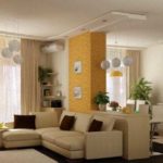 Единый стильно оформления разных зон и разделение стандартной перегородкой